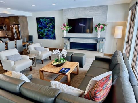 Master 1BR Unit - Main Living Area, Oversized Windows Facing Directly Upslope