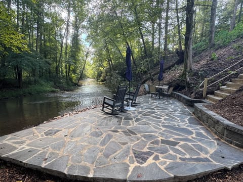 Riverfront patio & stairs