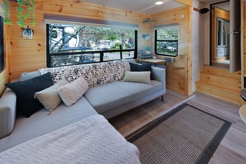 Comfortable couch with lots of room to spread out.