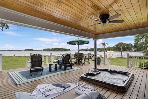 hot tub with lake views