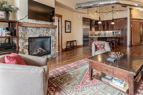 Beautiful living are with Fireplace and TV!