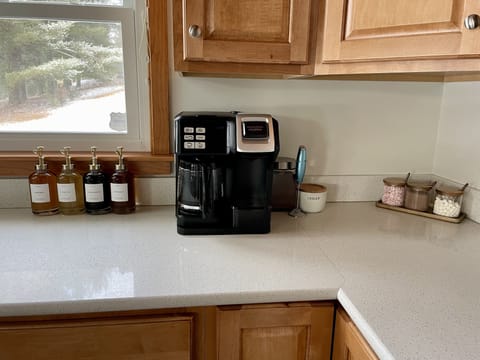 Coffee & hot cocoa bar stocked with all the supplies.