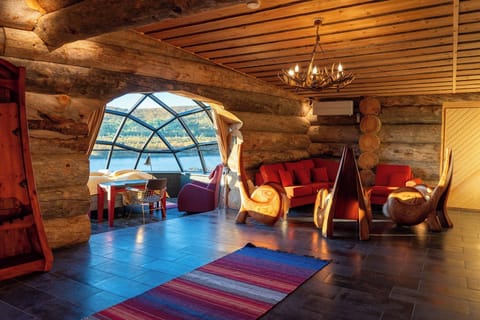 Luxury Kelo-Glass Igloo | Living area | Fireplace, heated floors