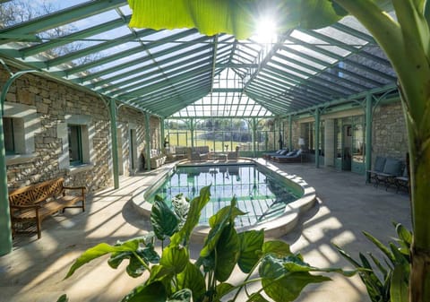 Indoor swimming pool 10x5m in glass roof heated all year round - Deckchairs