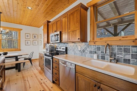 Stylish kitchen with outdoor views.