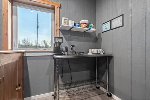 Coffee station with room and enough mugs to accommodate a large group!