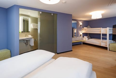 Design Quadruple Room, Mountain View | In-room safe, desk, iron/ironing board, free cribs/infant beds