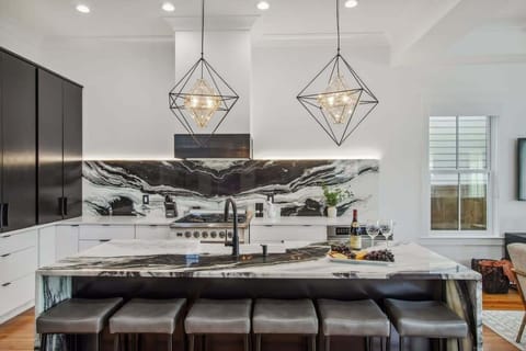 6-person Island + Stunning Waterfall Edge Countertop