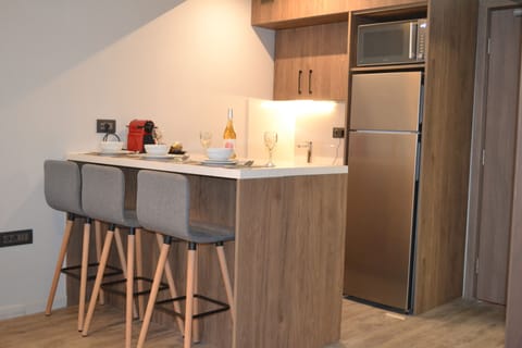 Elegant Suite | Private kitchen | Full-size fridge, microwave, espresso maker, electric kettle