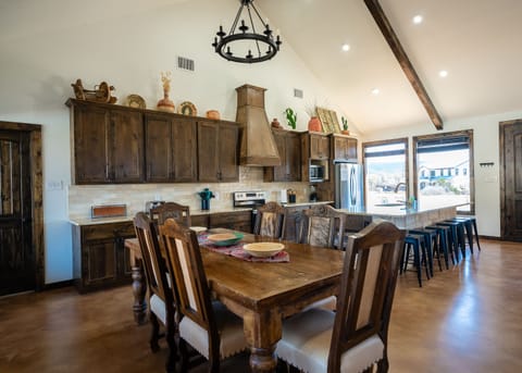 View of kitchen from dining area