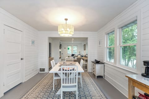Dining space flows seamlessly into the kitchen and living areas