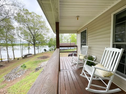A cup of coffee, rocking chairs, the lake, and a sunrise.. what could be better?