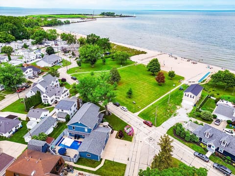 Our home is located right across the street from a sandy beach
