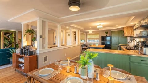 View of kitchen from dining room/area