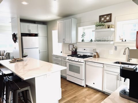 kitchen has plenty of space all the supplies to may need for your stay.. 
