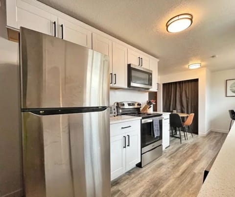 A big refrigerator with built in freezer, so you can stock up for your stay. 