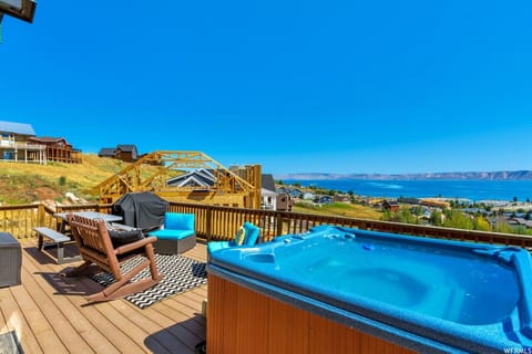 Relax night or day on the deck and take in the breathtaking views of Bear Lake