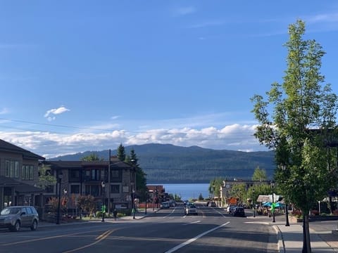 View of the building coming into town