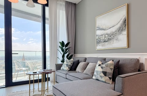 Premium Apartment, 1 Bedroom | Living area | 55-inch Smart TV with cable channels, TV