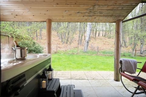 Bracken House hot tub and woods