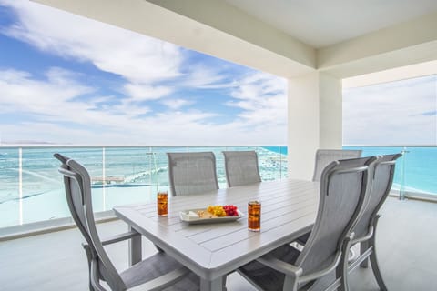 large dining table on the extended patio