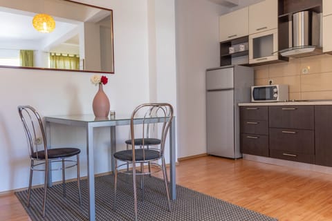 Dining area and kitchen.