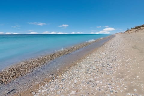 Unobstructed views of Lake Michigan from your own private beach