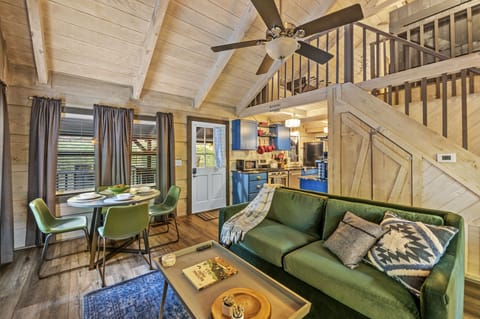 This is a real cabin with a color scheme that makes it unique to the area. 