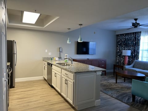 Open concept kitchen and living area