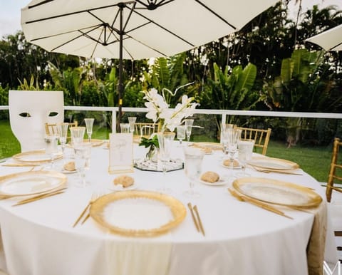 Outdoor banquet area