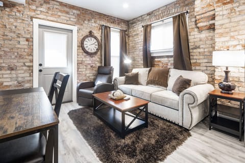 Modern living room with dedicated work space