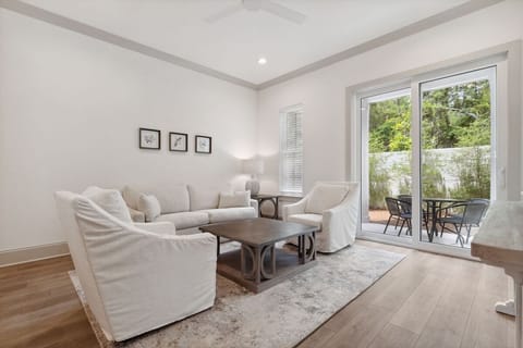 Living Room with sleeper sofa & patio access