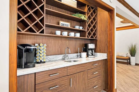 Wake up to the coffee bar! Coffee pot, frother & Keurig. K-cups provided!