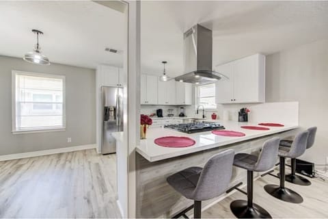 Large island with barstools