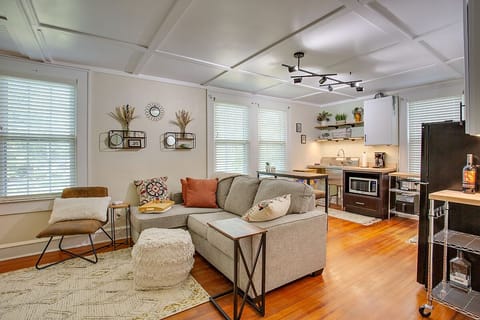 Cozy furnishings and a spacious kitchen await your arrival. 