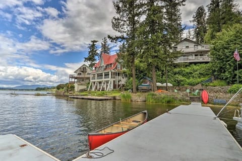 View from the dock looking back at the home. Canoe available for your rowing adventurers. 