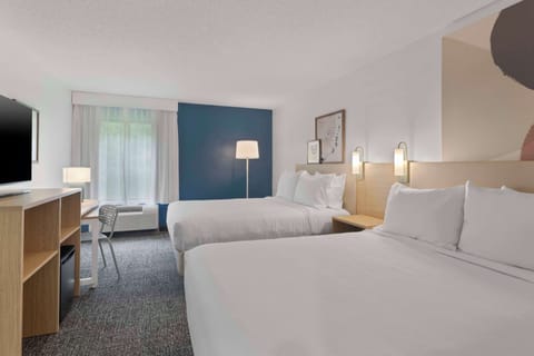 Room, 2 Queen Beds | Desk, laptop workspace, soundproofing, iron/ironing board