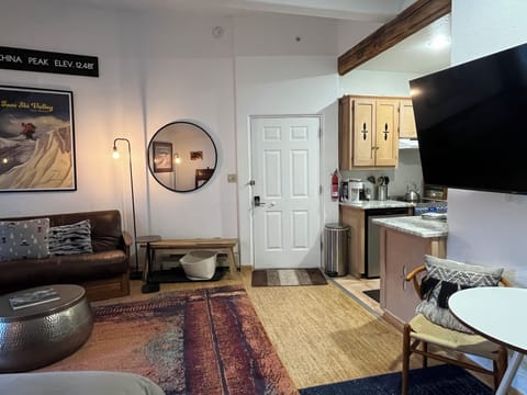 Condo entry kitchen and living area