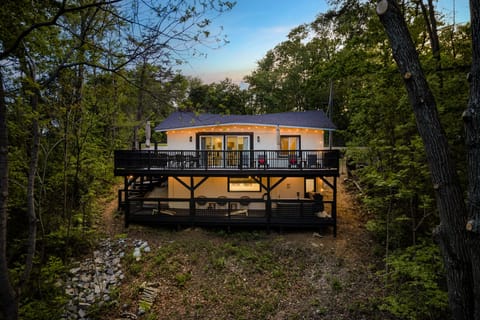 Double decks overlooking the lake.