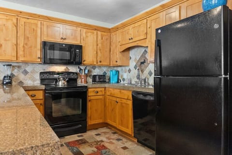 Preparing meals will be a breeze in this fully equipped kitchen where you will find all the basic cookware needed to prepare a delicious meal including a crockpot and blender.