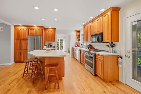 Kitchen with stainless steel appliances