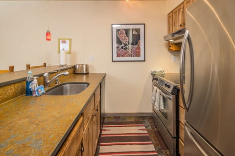 Kitchen with stainless steel appliances