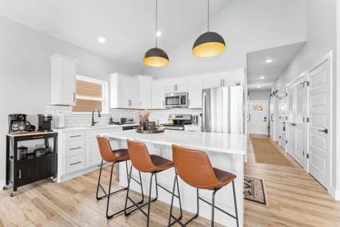 Functional kitchen provides everything you need for cooking and entertainment.