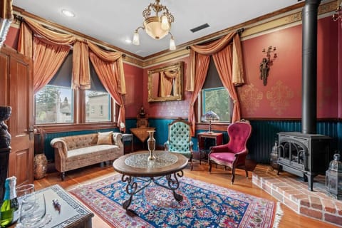 Private sitting area with fireplace