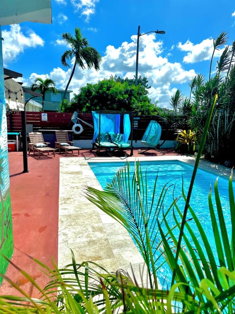 Your private tropical oasis with pool and palm views.