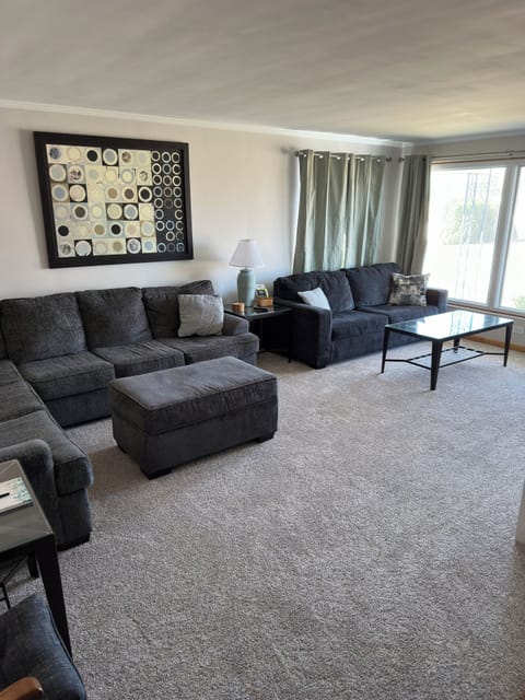 Spacious living room with sleeper sofa