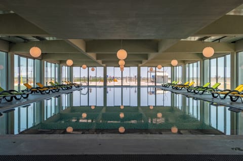 Indoor pool, outdoor pool, sun loungers