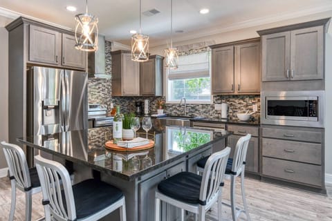 The kitchen has updated features, making cooking easy!