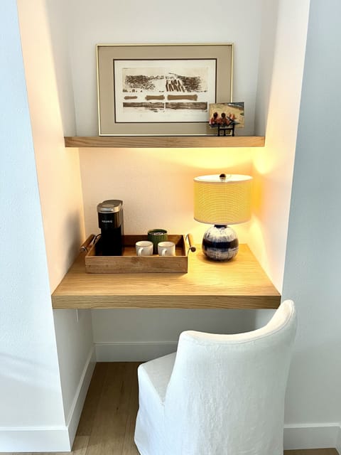 Coffee bar and work station in the primary bedroom