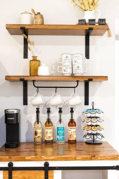 Enjoy gourmet coffee options at your fingertips with flavored syrups and a selection of brews to suit every taste.